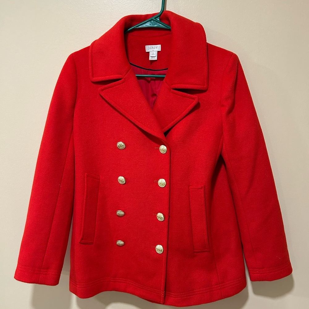 J. Crew Red Peacoat Classic Tailored Design